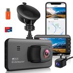 4K Dash Cam Front and Rear(1080P FHD) with GPS & WiFi, Dual Dashcam for Car with Super Night Vision, Parking Mode, 64G SD Card, 170° Wide Angle, G-Sensor,3" IPS Display, APP Control, Support 256GB Max