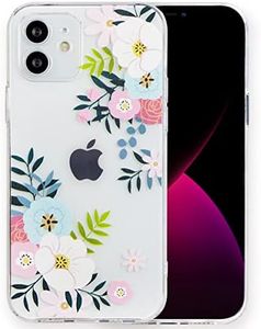 INLOYGEM Case for iPhone 12, Clear Shockproof Soft TPU Bumper Cover with Flower Pattern, Slim Thin Transparent Phone Case for Apple iPhone 12-Flower