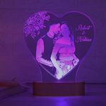 Artistic Gifts Acrylic Personalized Heart Shape 3D Illusion Photo Lamp For Couples|Photo Frame With Customized Photo,Name And Date|Wedding Anniversary Gift,Wife,Husband,Parents. Multicolor M3 - Led