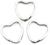 Heyous 10pcs Creative Flat Key Ring Silver DIY Metal Key Holder Keyring Keychain Hoop Loop Heart Shape