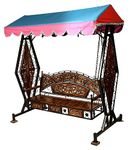 UA URBAN ART Wood Urban Art Store Swing/Jhula For Home & Garden 3 Seater With Canopy Roof & Stands Weght Capacity 400Kg+ (Smlbrf-004), 10 Inch
