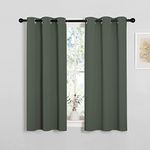 NICETOWN Sleek Blackout Curtains 48 inches Length for Small Windows, Dark Mallard Noise Reducing and Block Draft Panels for Door Doorway Laundry Office Luxury Decor Theme (2 Panels, W34 x L48 -Inch)