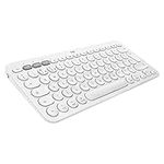 Logitech K380 Multi-Device Bluetooth Wireless Keyboard with Easy-Switch for up to 3 Devices, Slim, 2 Year Battery – PC, Laptop, Windows, Mac, Chrome OS, Android, iPad OS, Apple TV - White (Renewed)