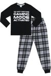 The Pyjama Factory Do Not Disturb Gaming Mode Activated Woven Long Pyjamas, Black , 13-14 Years