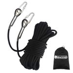 NewDoar Climbing Rope 8(5/16in),10mm (3/8in), High Strength Accessory Cord Rope with 2 Steel Hooks, for Outdoor Rescue Rappelling Rope Down Cliffs ledges Safety Escape Tow Strap Equipment(Black)