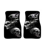 Woisttop Gothic Skull Soft Rubber Car Floor Mats Carpet Black 2PCS Non Slip Car Front Floor Liner Auto Accessories Car Mats for Women All Weather