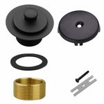 Welsan Matte Black Tub Drain and Overflow Kit with Single Hole Overflow Faceplate, Universal All Metal Lift & Turn Bathtub Drain Kit with Fine/Coarse Thread Conversion Twist Trim Kit Assembly