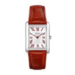 Accurist Rectangle 26mm Quartz Watch in White with Analogue Display, and Red Leather Strap 71000