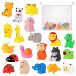 FANTESI 20 Pcs Baby Bath Toys Floating Bath Toys Rubber Animal Toy With Mesh Bath Toy Storage Floating Animal Bath Toy Swimming Toys For Kids Toddler Gift