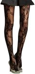 Womens Patterned Black Lace Fishnet