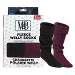 Moneysworth and Best Fleece Welly Socks Two Pack, Black/Ruby, Medium