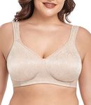 wirarpa Women's Wirefree Bra Non Padded Full Coverage Support Minimizer Plus Size Bralette Beige 36C 1 Pack