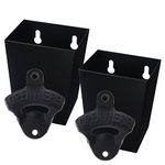 Jumiok Black Cast Iron Beer Bottle Opener Wall Mounted with Cap Catcher Narrow Bundle (Pack of 2)