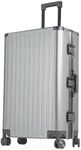 Large Aluminum Luggage, Gunmetal Gray 28 inch Checked Hardside Luggage with Spinner Wheels TSA Lock