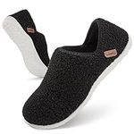 LongBay Women's Fuzzy Fur Slippers Lightweight Memory Foam House shoes for Bedroom, Anti-Slip Black 7.5-8.5