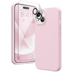 GONEZ for iPhone 14 Case, Slim Silicone Case, with 2 X Screen Protector + 2 X Camera Lens Protector, Full Shockproof Protective Cover, Anti-Scratch Microfiber Lining, 6.1", Hot Pink