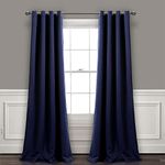 Lush Decor Insulated Grommet Blackout Window Curtain Panel Pair, 120" L x 52" W, Navy