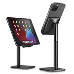 proffisy Mobile Stand for Table Height Adjustable Aluminium Phone Stand Holder for iPhone Kindle Stable Portable,Black