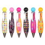 MFUOE 6 PCS Ballpoint Pens Colorful Bowling Ballpoint Pens Short Mini Big Fat Pens Cute Fat Ballpoint Pens with Bullet Head and Clip for School Office