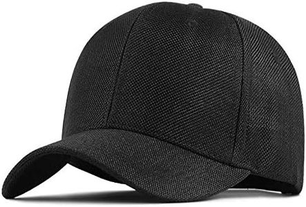 Oversize Breathable Cotton-Linen Baseball Cap Men Women Plain L/XXL Big Size Hat (XXL(62-65 cm), Black)