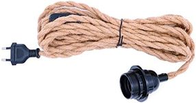 WANGCL DIY 4.5m Vintage Ceiling Pendant Light String Pendant Light Kit with Twisted Hemp Rope Switch Plug in Fabric Lamp Cord Socket Set E26 E27 Lighting Fixture Cable for Farmhouse Kitchen