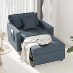 Esright Convertible Chair Bed 3-in-1, Sleeper Chair Bed, Multi-Functional Adjustable Recliner, Sofa, Bed, Single Bed Chair with Modern Linen Fabric, Navy