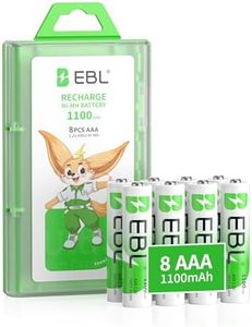 EBL 1100mAh AAA Rechargeable Batteries (8 Pack), High Capacity 1.2V NIMH Rechargeable Battery AAA with Long Lasting Power, Low Self-Discharge & Pre-Charged