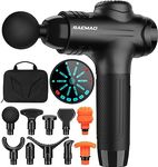 RAEMAO Massage Gun Deep Tissue, Back Massage Gun for Athletes for Pain Relief attaching 8 PCS Specialized Replacement Heads, Percussion Massager with 10 Speeds & LED Screen, Black