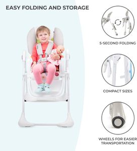 Kinderkraft Yummy Highchair – Adjustable Baby Seat, Gray