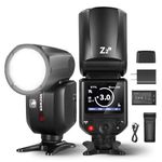 NEEWER Z2-C 2.4G TTL Round Head Flash Speedlite for Canon, Upgraded UI, 2 Adjustable Modeling Lamps, TTL/M Quick Switch TCM Key, 76Ws Speedlight 1/8000s HSS 7.4V/2600mAh Battery 480 Full Power Flash