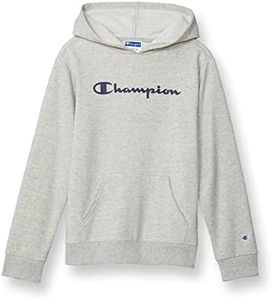 Champion Boys' Pullover Hoodie, Oxford Grey Heather Script, 4