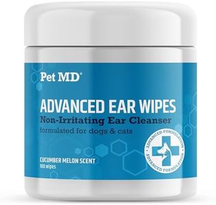 Pet MD Cat and Dog Ear Cleaner Wipes - Advanced Otic Veterinary Ear Cleaner Formula - Dog Ear Infection Treatment - 100 Count