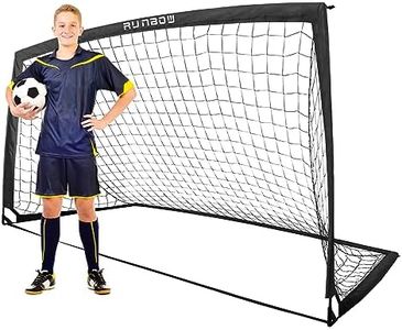 RUNBOW 9x5 ft Portable Kids Soccer Goal for Backyard Adult Junior Large Practice Soccer Net with Carry Bag (9x5ft, Black, 1 Pack)