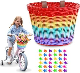 Kids Basket for Bike, Bike Basket for Boys Girls, Front Bicycle Basket Toddler Tiny Tricycle Scooter Baskets Waterproof Bike Decoration Accessories (Rainbow 2)