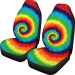 Showudesigns Tie-Dye Car Seat Cover Front Seat Only Rainbow Color Front Seat Protector Cover Full Set of 2pc Universal Bucket Seat Cover for SUV Automotive