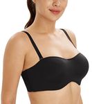 Lemorosy Women's Smooth Seamless Strapless Bandeau Non Padded Underwire Minimizer Support Bras(36DDD, Black)