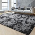 Cinknots Area Rugs Fluffy Carpet Modern Living Room Bedroom Baby Nursery Dorm Soft Non-slip Carpet Large Modern Indoor Shaggy Carpet Room Home Décor (Black Gray, 6.5'*8.2'(200X250cm))