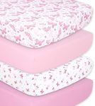 The Peanutshell Pink Butterfly Crib Sheet Set for Baby Girls, 4 Pack