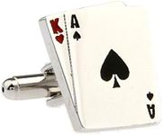 MRCUFF Ace King Blackjack Big Slick Cards Poker Pair Cufflinks in Presentation Gift Box & Polishing Cloth