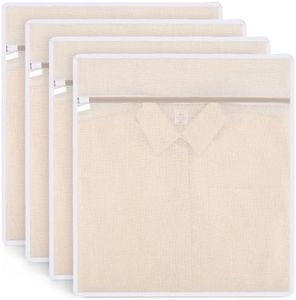 Dntorx 4 Pack Durable Cotton Mesh Laundry Bags for Delicates - 20×24inch Laundry Bags Mesh Wash Bags with Sturdy Zipper for Underwear Bras Socks Clothes Storage Natural Cotton Washing Machine Safe