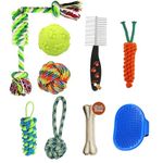 Foodie Puppies Puppy Comfort Care Combo of Rope Toy, Ball, Bath Glove, Rawhide Bone, Comb - (Puppy Comfort Kit - 9in1) | Complete Care of Your Furry Friend