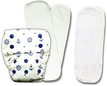 Kindermum Nano AIO Pro Cloth Diaper, Gots Certified Soft Freesize Adjustable, Washable diaper Reusable Diaper for babies 0-3 Years, with 3 organic cotton inserts (Anchor-AIO-Pro)