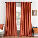 MIULEE Fall Velvet Curtains 90 inches - Luxury Blackout Curtains for Bedroom Living Room Thermal Insulated Super Soft Window Drapes Rod Pocket & Back Tab, Burnt Orange, W52 x L90 inch, 2 Panels Set