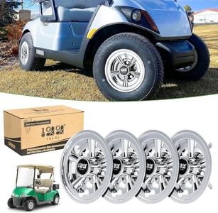 10L0L Tapacubos para carrito de golf, fáciles de instalar, resistentes, de 8 pulgadas, universales, de lujo, para Yamaha Club Car EZGO y otros carritos de golf (juego de 4)