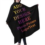 Custom Barber Cape for Men Personalized Professional Hair Cutting Cape Designed Your Logo Image Text Salon Haircut Cape for Home Salon and Barbershop, Black