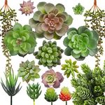 CCINEE Artificial Succulent Plant,16pcs Large Faux Flocked Succulent Decor for Floral Wall Garden Arrangement Home Office Decoration,Unpotted