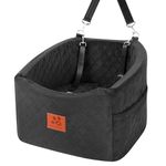 HEGGOOE Dog Car Seat for Small Medium Dogs, Memory Foam Booster Car Seat for Dogs up to 35 lbs, Elevated Pet Car Seat, Travel Bed with Washable Removable Cover and Storage Pockets (Black)