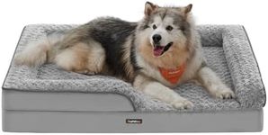Feandrea Dog Bed, Orthopaedic Pet Bed, Egg Crate Foam Dog Sofa Bed with Raised Edges, Removable Washable Cover with Rose Pattern, 48 x 35 x 7 Inches, Dove Gray UPGW254G01