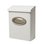 Architectural Mailboxes Designer Galvanized Steel, Locking Wall Mount Mailbox, White with Satin Nickel