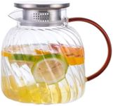 Wlasss Glass Pitcher with Lid,47 oz/1400 ml Glass Water Pitcher,Pitchers for Drinks,Iced Tea Pitcher for Juice, Coffee, Milk, Hot Water and Tea